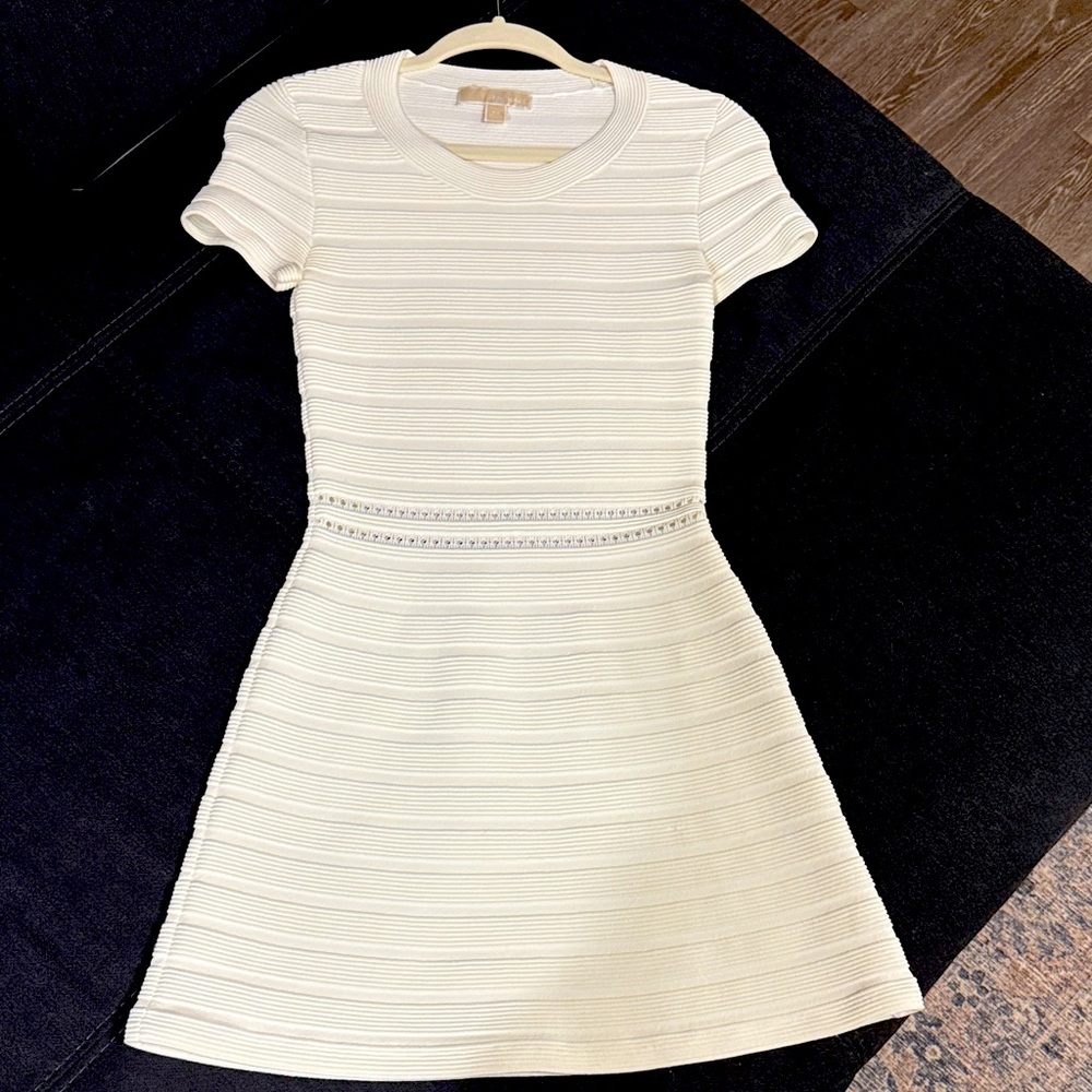 Michael Kors White Elastic Mini Dress